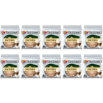 Image of Tassimo Jacobs Latte Macchiato Classico Coffee Pods 10 Packs (Total 160 Pods, 80 Drinks)
