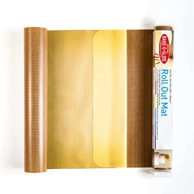 Image of Bake O Glide 600 x 400mm Anti Slip Roll Out Mat, Woven Glass Fabric Coated in Silicone, Brown, 600mm