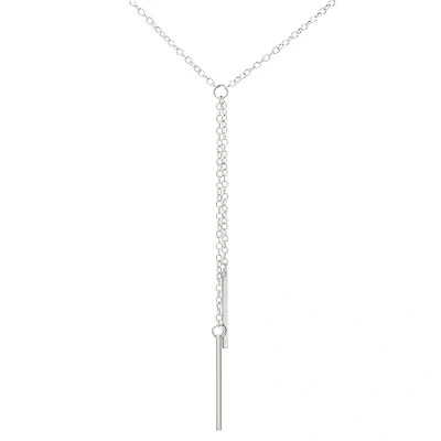 Image of Vertical Bar Lariat Pendant Necklace Boho Cylinder Y Shape Vintage Tassels Sweater Chain Jewelry for Women Girls (Silver)