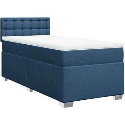 Image of vidaXL Box Spring Bed with Mattress Blue 90x200 cm Fabric