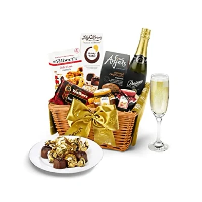 Image of Christmas Windermere Prosecco Hamper Premium Gift Set with Artisan Chocolates, Shortbread, Jam Luxury Basket for Men and Women, from Regency Hampers