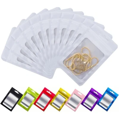 Image of Rimiko 50pcs Mylar Ziplock Bags with Clear Window, Aluminum Foil Sample Bags, Resealable Pouch for Packaging and Food Storage (White, 6.3&quot;x9.4&quot;)