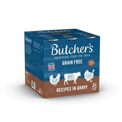 Image of Butcher&#039;s Recipes in Gravy Dog Food Tins 18x400g