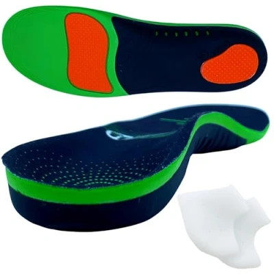Image of Plantar People Orthotic Insoles Full Length with Arch Supports &amp; Silicone Heel Pads, Metatarsal and Cushion for Fasciitis Treatment (S)
