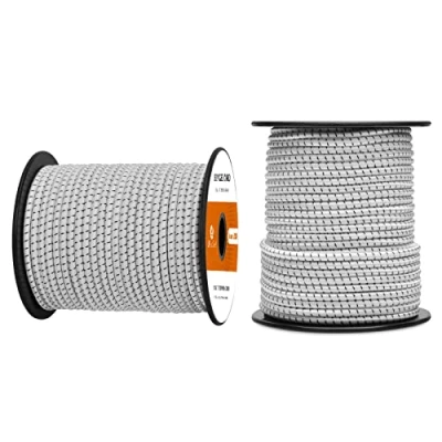 Image of Abma Cord Bungee 4mm 30M Elastic Shock 100% Stretch Rope for Tarpaulin, Trailer, Backpack, Tent Pole, Kayak White&amp;Black