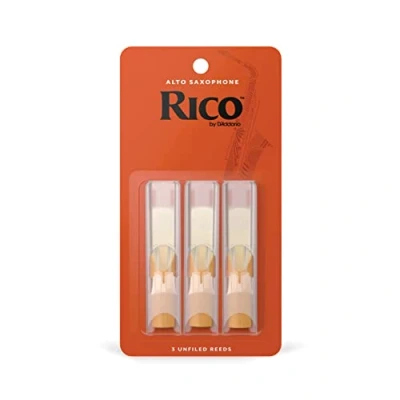Image of Rico Saxophone Reeds for Alto Thinner Vamp Cut Ease of Play, Traditional Blank Clear Sound, Unfiled Powerful Tone Sax 1.5 Strength, 3 Pack