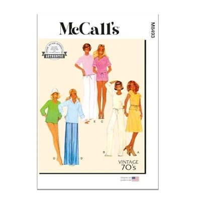 Image of MCCALLS Sewing Pattern M8493A Misses&#039; Knit Tops, Skirt, Trousers and Shorts A (XS S M L)