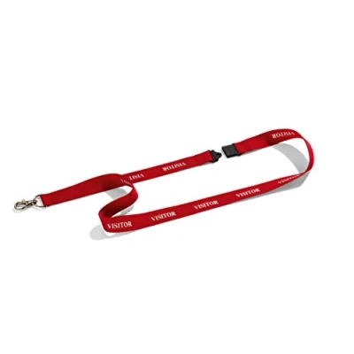 Image of Durable Textile Lanyard Red with &quot;VISITOR&quot; Printed Directly Onto SurFace Pack of 10 Includes Safety Release Holds a Variety Badges and Passes,44 x 2 cm