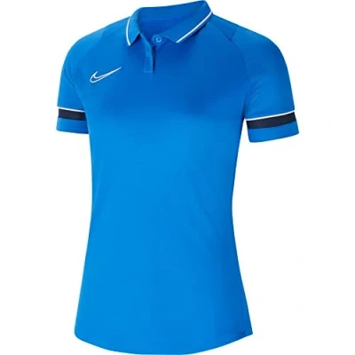 Image of Nike Women&#039;s Dri FIT Academy Polo Shirt, Royal Blue/White/Obsidian/White, XS