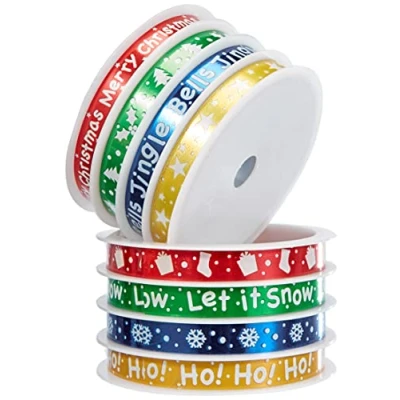 Image of Baker Ross AC509 Christmas Curling Ribbon Spools — Creative Art and Craft Supplies Essentials for Adults Kids to Make, Personalise, Gift Wrap Decorate Projects (Pack of 8), Assorted