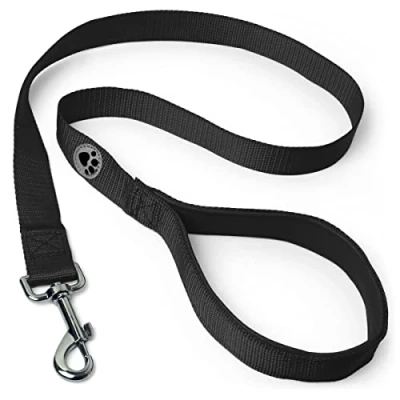 Image of iGadgitz Home U7227 Padded Dog Lead, Handle Leash Black 122cm (1.22m) 4ft