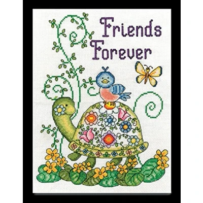 Image of Tobin Design Works Friends Forever Cross Stitch Kit, Multi Colour