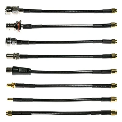 Image of NooElec SMA Cable Connectivity Kit Set of 8 RF Adapter Cables for NESDR SMArt (RTL SDR), HackRF One and Other Software Defined Radios. SMA, BNC, Type F, N, PL 259, PAL, MCX &amp; RP SMA.