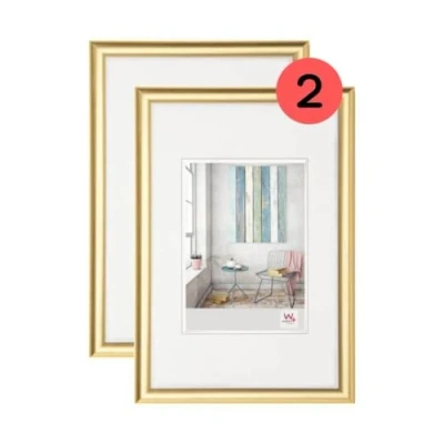 Image of walther Design Picture Frame Gold 30 x 40 cm Twin Pack, Trendstyle Plastic KP040GD