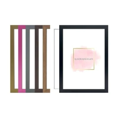 Image of Alison Kingsgate Sleek Walnut 10x8 Inch Frame Size (25.4 x 20.32cm) Flat Picture with Safe Perspex Front &amp; Wall Hanging Hooks British Handmade Décor Frames