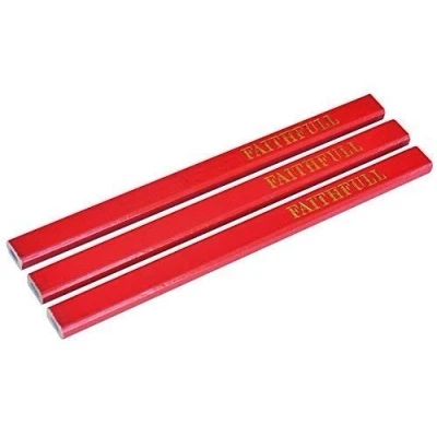 Image of Faithfull Carpenters Flat Pencils RED / MEDIUM Pack of 3