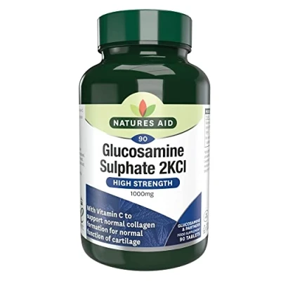 Image of Natures Aid Glucosamine Sulphate 1000 mg with Vitamin C to Support Normal Function Collagen and Cartilage, 90 Tablets