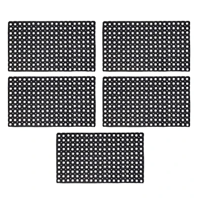 Image of JVL Contract Rondo Rubber Ring Scraper Doormat, 50 x 100 cm, Pack of 5