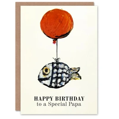 Image of Artery8 Happy Birthday Card to a Special Papa Fun Balloon Fish Fishing Fisherman Angler