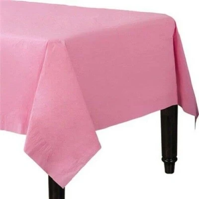 Image of Pack of 4 Paper Disposable Table Cover Tablecloth for Indoor or Outdoor All Occasion Baby Shower, Wedding, Birthday, Christmas, Halloween, Easter Party Decorations 90x90cm (Baby Pink)