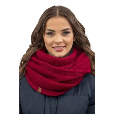Image of Vivisence Stylish And Elegant Women’S Winter Snood Scarf Thick Warm For Ultimate Comfort Crafted Perfect Accessory Staying Cozy Chic During Cold Weather, Maroon,UNI