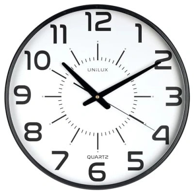 Image of Unilux Maxi Pop Wall Clock in Black 37.5 cm Large Dial, Silent, No Ticking