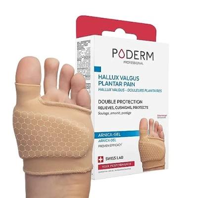 Image of PODERM BUNION and PLANTAR Pain DUAL PROTECTION PATENTED ARNICA GEL Immediately Cushions Relieves Anti Callus 100% Natural Actives Swiss Lab