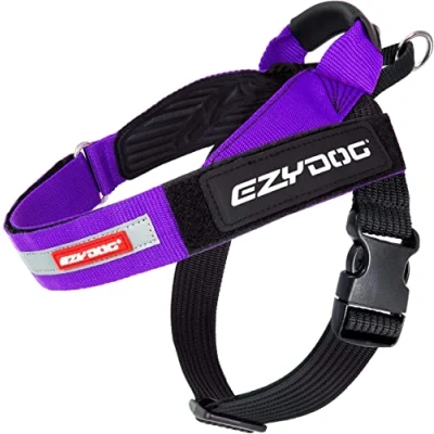 Image of EZYDOG Express Dog Harness for Small, Medium and Large Dogs, Angled Ergonomic Design, Moulded Grip Handle, Easy Release Side Buckle (XS, Purple)