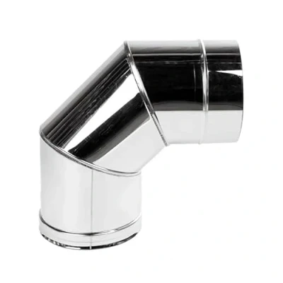 Image of Stainless Steel 90 Degree Elbow Chimney Liner Bend Multi Flue Stove Pipe. (180mm)