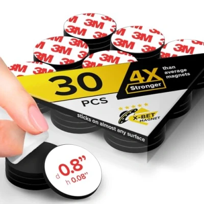 Image of Magnetic Dots 30 pcs 3M Self Adhesive Magnet (0.8&quot; x 0.8&quot;) Peel &amp; Stick Circles Industrial Flexible Sticky Magnets Sheets is Alternative, Stickers, Strip and Tape