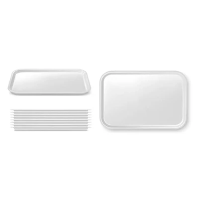 Image of 10 x Plastic Food Display Tray White ABS Grade, BPA Free Countertop Catering Cafe, Butchers UK Made (L 445 W 340 mm)