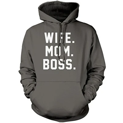 Image of Wife Mum Boss Unisex Hoodie Grey X Large