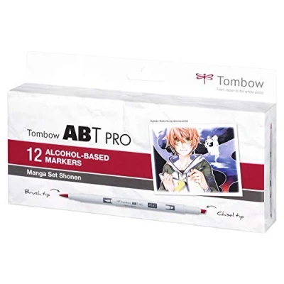 Image of Tombow ABT PRO Alcohol based Marker Pens Set of 12 Manga Shonen