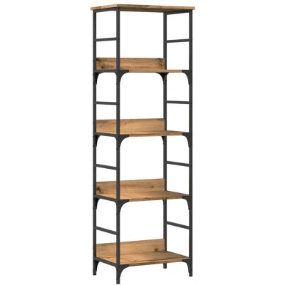 Image of vidaXL Bookshelf/Bookcase 4 Shelves Artisan Oak &amp; Steel Industrial Style Storage for Home/Office
