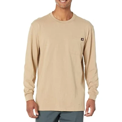 Image of Dickies Men&#039;s Long Sleeve Heavyweight Crew Neck Big and Tall, Desert Sand, Large Tall