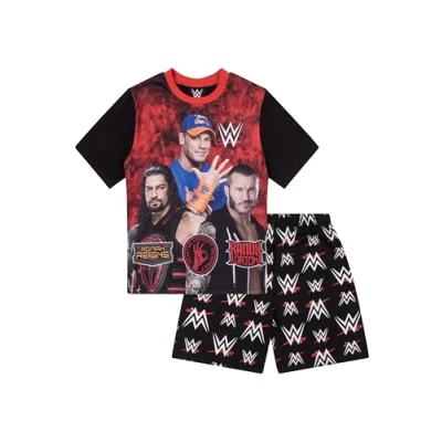 Image of Boys WWE World Wrestling Entertainment John Cena Short Pyjamas (10 11 Years) Black