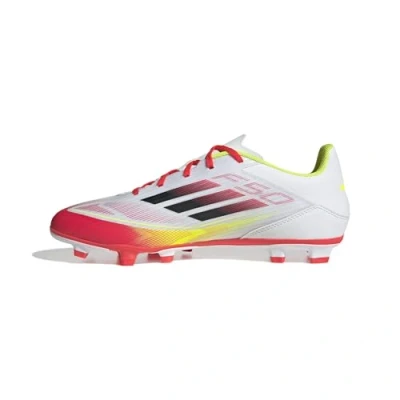 Image of adidas Performance F50 CLUB FG/MG Moulded stud football boots, Men&#039;s, Size: 9, Footwear white/core black/solar yellow Synthetics