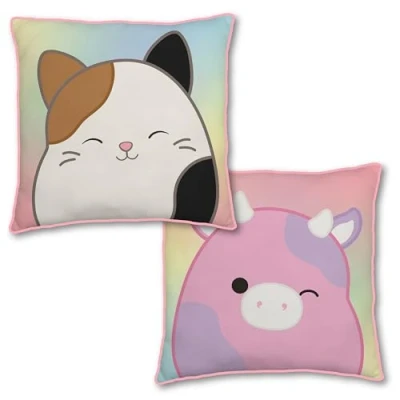Image of Squishmallows Official Meow Moo Design Square Cushion, Super Soft Reversible 2 Sided, Perfect For Any Bedroom, Sofa or on the Bed 40cm x