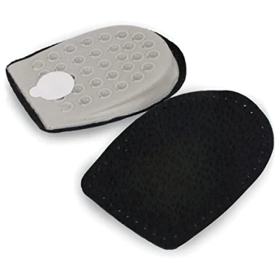 Image of Orthotic Heel Lift Raise, Genuine Leather and Latex, with Self Adhesive Backing, Shock Absorbing Support, Relief Achilles Tendonitis (Black, Size UK 3 6)