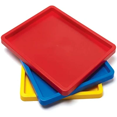 Image of Baker Ross FC891 Coloured Craft Trays Pack of 3, Art Supplies Plastic Tray for Sorting Crafts Kids