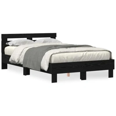 Image of vidaXL Solid Bed Frame Black oak wood 120 x 200 cm Durable