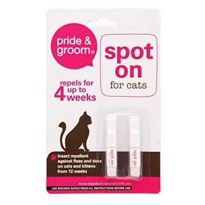 Image of Pride &amp; Groom Spot On for Cats Flea Tick Repellent, White