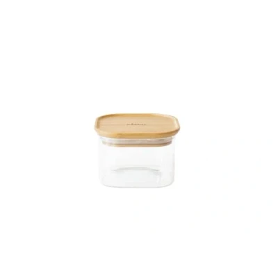 Image of Pebbly Square 500ml Canister With Bamboo Lid