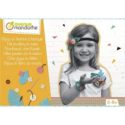Image of Avenue Mandarine Ref KC083C Creative Box Felt Jewellery to Make Headband, Brooch &amp; Necklace Pre Drilled Elements, Suitable for Ages 6 8+