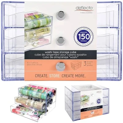 Image of Deflecto Washi Tape 3 Drawer Organiser, Paper 25.4 x 17.8 17.1 cm