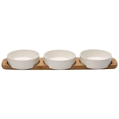 Image of Villeroy &amp; Boch Pizza Passion Toppings Plate, 4 pieces, Premium Porcelain/Bamboo
