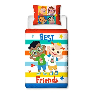 Image of Character World CoComelon Cute Design Bedroom Range Reversible Two Sided Officially Licensed Bedding Toddler Cot Bed Duvet Cover With Matching Pillow Case