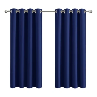 Image of Aspire Homeware Blackout Curtains for Bedroom Navy Eyelet Living Room Super Soft Thermal Insulated Window Curtain Drapes with Tiebacks 46 x 54 Inch 2 Panel