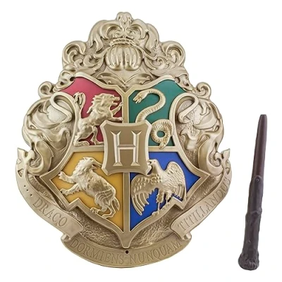 Image of Paladone Harry Potter Officially Licensed Hogwarts Crest Light Sign with Noble Wand Remote Control Wall Mountable or Free Standing Room Decor, Collectible Gifts for Wizards Fans