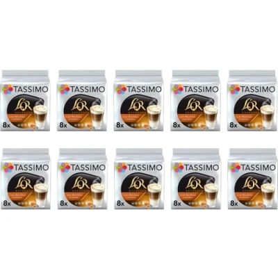 Image of Tassimo L&#039;OR Latte Macchiato Caramel x8 Coffee Pods (Pack of 10, Total 80 Drinks)